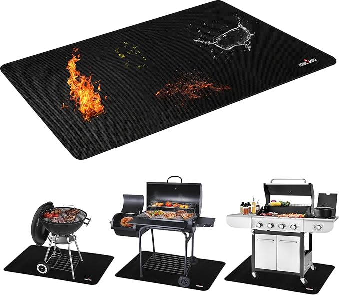 Large 70 X 48 Inch Under Grill Mats for Outdoor Grill,Double-Sided Fireproof Grill Pad, Waterproof/Oil-proof,BBQ Mat for Protector Deck and Patio,Griddle Accessories Compatible With Blackstone