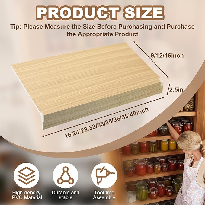 5 Pcs Wire Rack Covers 32x16x2.5 inch PVC Pantry Shelf Cover 0.31 inch Thick Removable Closet Wire Rack Shelf Covers,Decoration Kitchen Bathroom Office Shelving (Wood Color,32x16x2.5inch)
