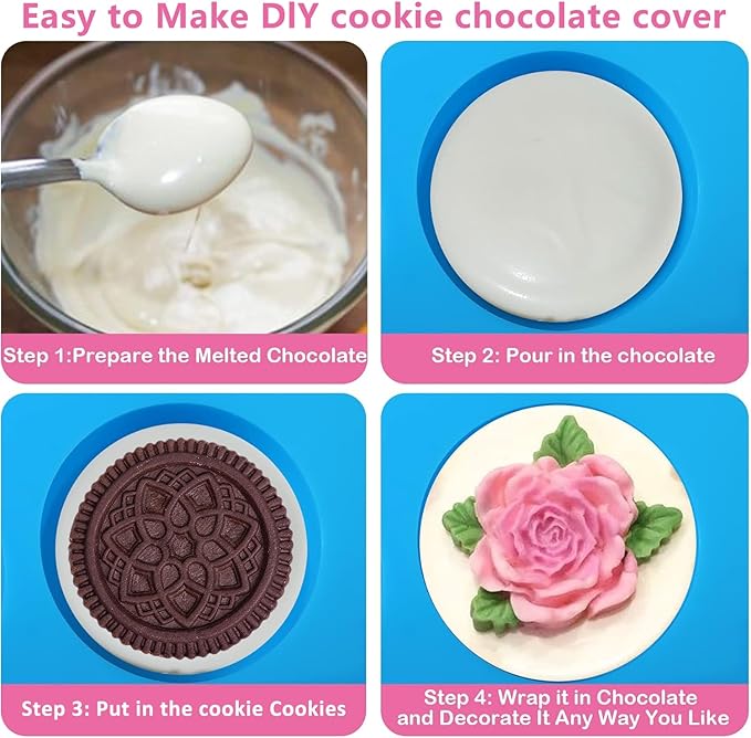 Sidosir 2Pcs Oreo Cookie Chocolate Silicone Mold, 12-Cavity Round Cylinder Oreo Chocolate Cover Molds for Candy, Silicone Baking Molds for Mini Cakes, Jelly