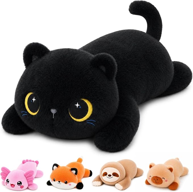Black Cat Weighted Stuffed Animal, Soft Plush Toy Gift(17.3 Inch, 1.7 Lbs)