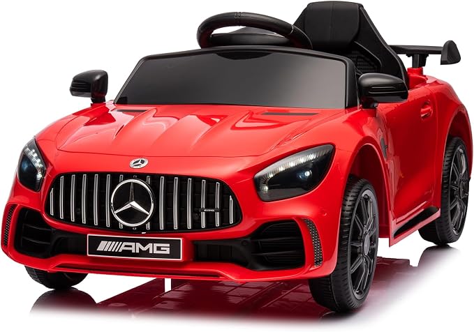 Winado 12V Ride on Car, Licensed Mercedes Benz AMG GTR Battery Powered Electric Vehicle, w/Parent Remote, Wider Seat, LED Lights, Openable Doors, MP3 Player, Smooth Start, 3 Speeds - Red
