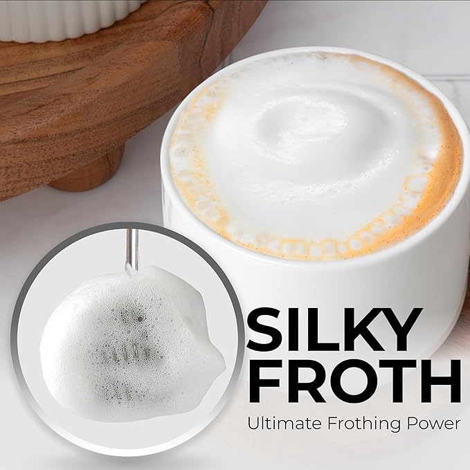 Zulay Kitchen Patented Tornado Triple Whisk Milk Frother with 4 Duracell Batteries – Handheld Foam Maker for Coffee, Lattes, Matcha & Hot Chocolate – Rich, Creamy Froth in Seconds - Sea Depth