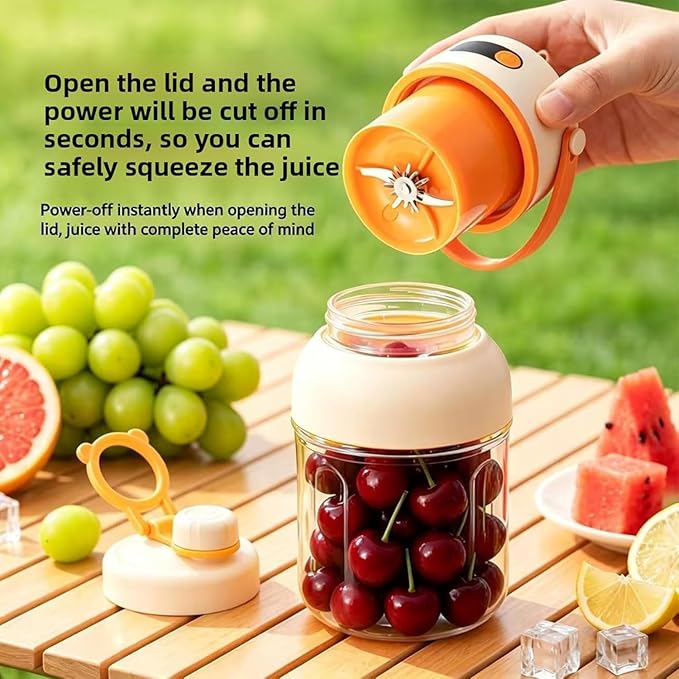 Portable Electric Juicer Cup with Zero Cord Hassle, 33 Oz Cordless Personal Juicer Cup, Digital Display Portable Juicers Blender with Stainless Steel Blades, USB-C (orange-1200ml)