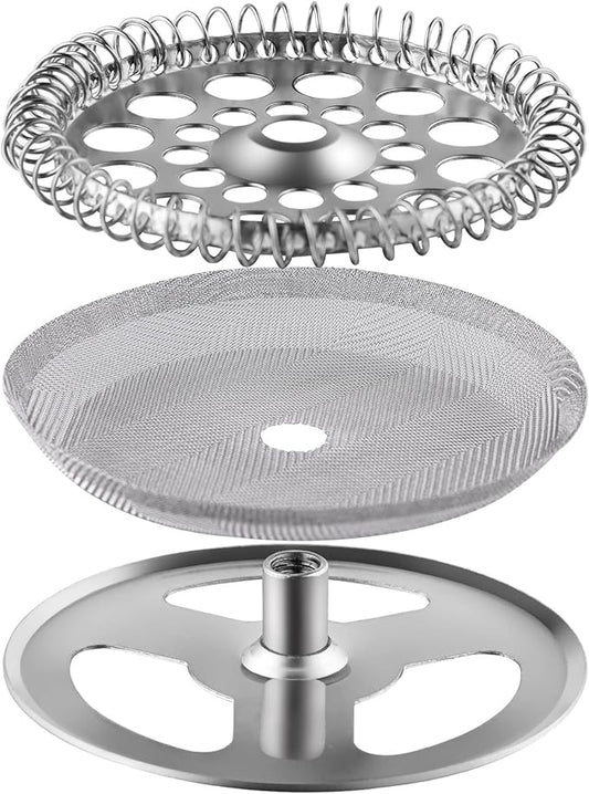 2.6 Inch Filter Parts for 350ml French Press 3 Pieces Stainless-Steel Set Containing Spiral Disk, Small Coffee Press Mesh Screen for Sivaphe 12 oz French Press