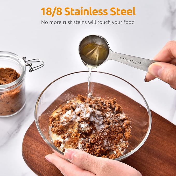U-Taste 18/8 Stainless Steel Measuring Spoons Set for Dry and Liquid Ingredients(Set of 7), and Upgraded Measuring Cups and Spoons Set of 10 with Reinforced Welded Handle (Color)