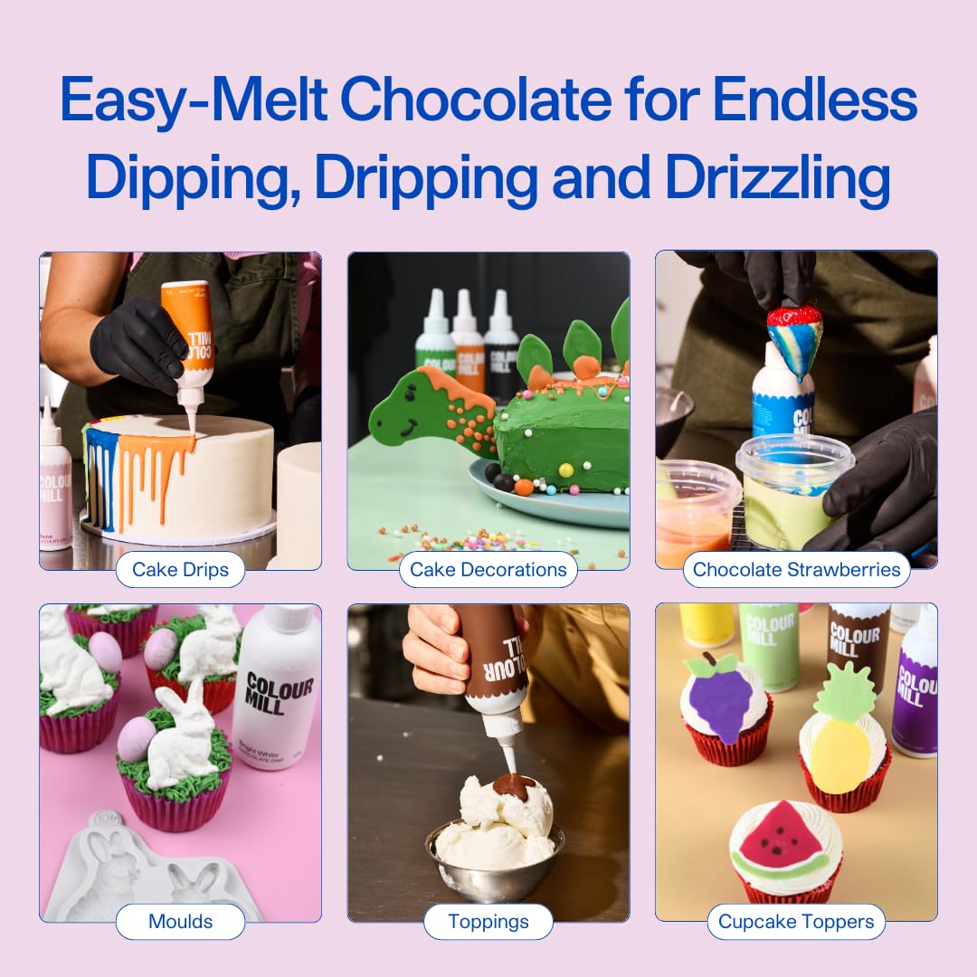 Colour Mill Chocolate Drip Easy-Melt Drizzle for Desserts, 125 Grams Black