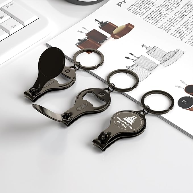 30pcs Personalized 4 in 1 Multi Function Bottle Opener, Nail Clipper, Wedding Favors Brewery, Private Customized, Black, Multitool Gifts for Men