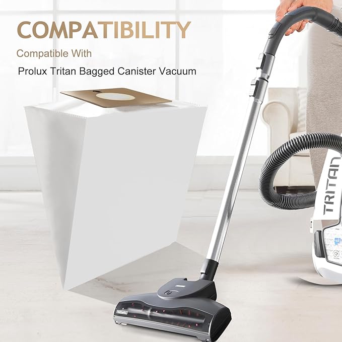 Compatible Replacement for Prolux Tritan Vacuum Bags,12 Pack HEPA Disposable Bags Made To Fit For Prolux Tritan Bagged Canister Vacuum Cleaner (12 Pack)