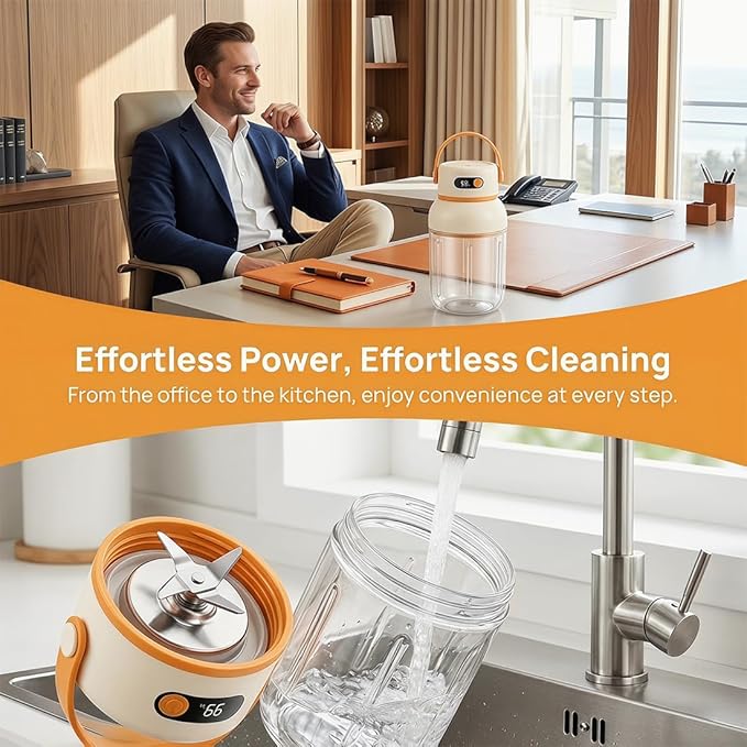 Portable Electric Juicer Cup with Zero Cord Hassle, Personal Size Juicer Cup, USB-C Rechargeable Electric Blender,18000RPM Motor, Leakproof Travel Juicer for Gym, Office, Outdoors (1000ml)