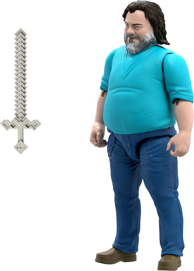 Mattel Minecraft Large-Scale Action Figure, 12-inch Posable Steve Toy Collectible Inspired by A Minecraft Movie
