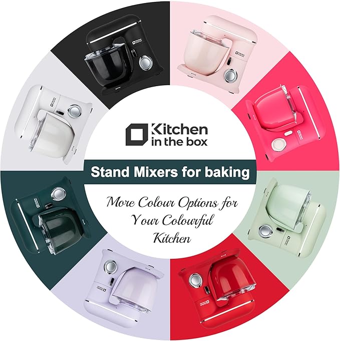 Kitchen in the box Stand Mixer, 4.5QT+5QT Two bowls Electric Food Mixer, 10 Speeds 3-IN-1 Kitchen Mixer for Daily Use with Egg Whisk,Dough Hook,Flat Beater (Neon Pink, 5QT)