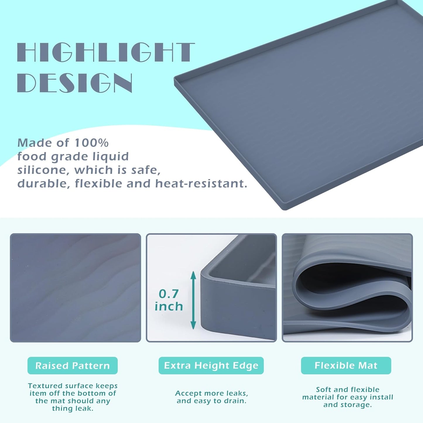 URMONA Waterproof Silicone Under Sink Mat 40'' x 22'' Shelf Liner for Kitchen and Bathroom, Cabinet and Counter Protector, Storage and Organizers, Litter Mat, Pet Cat Puppy Essentials(Beige)