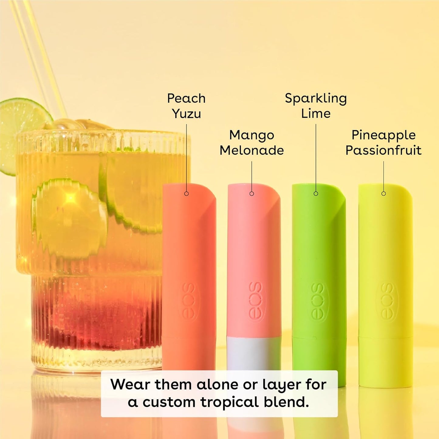 eos Flavor Lab Secret Menu Lip Balm Gift Set - Tropical Chiller, Limited-Edition, Moisturizing, Hydrating, Dry Lips, Variety Pack, 0.14 oz, 4-Pack