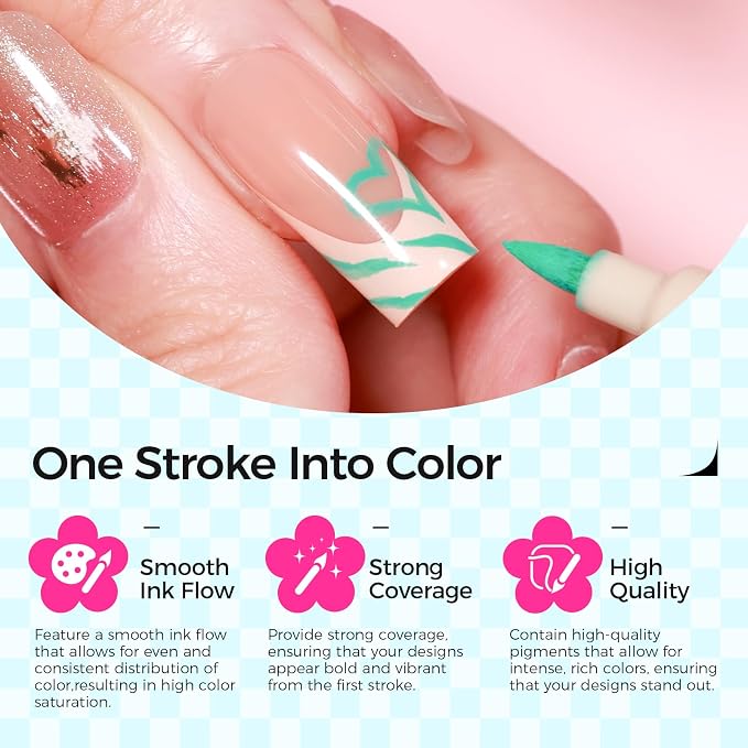 12 Color Nail Art Pens, 3D Nail Polish Pens Set 0.7mm Quick-Drying Acrylic Paint Markers Dotting Liner Drawing Pen Manicure Tools Set for Nail Design, DIY Home Salon Manicure Tools