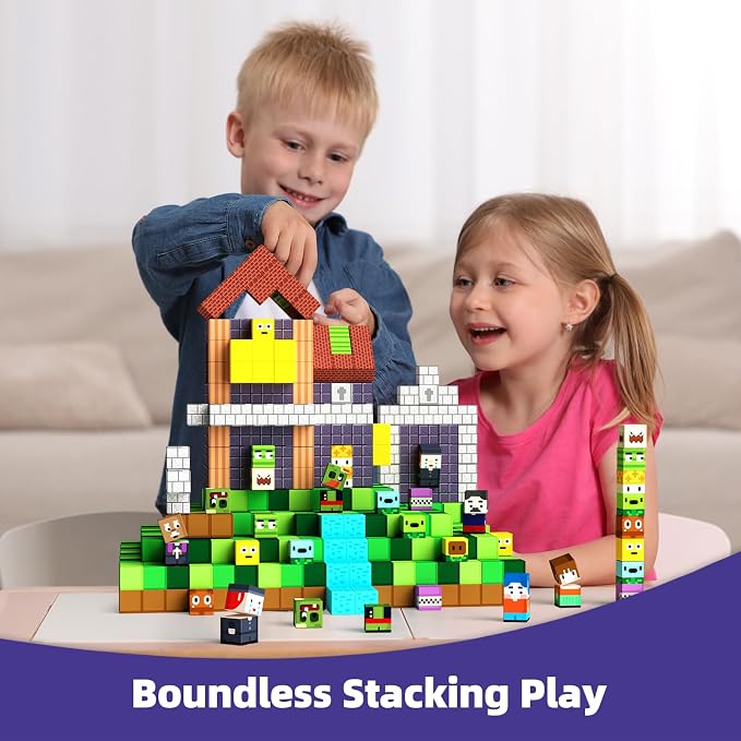 GobiDex 100PCS Magnetic Blocks Game-Based Kid Building Toys for Boys Girls 3+, Build MagWonder World with Zomblock Magnets Cubes, Upgraded STEM Game Sensory Gift for Birthday