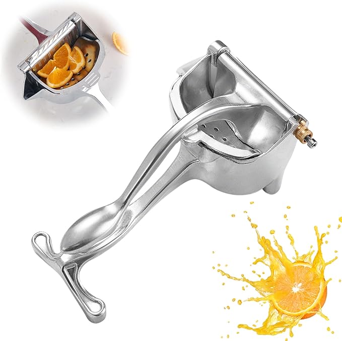 Heavy Duty Manual Fruit Juicer Press, Upgraded Fruit Juice Squeezer Handheld Aluminum Alloy, Non-Slip Ergonomic Grip, Easy to Use & Clean, Efficient Extraction of Citrus, and Other Fruits (1)