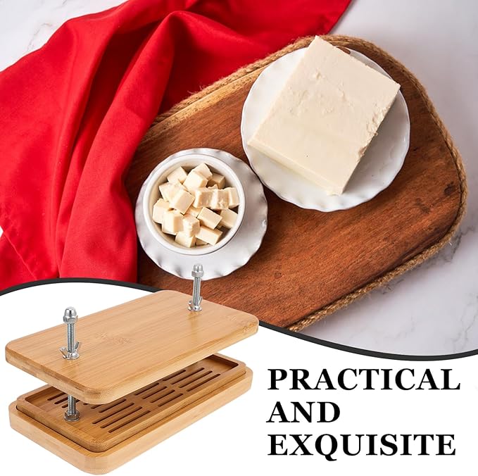 VICASKY Tofu Press and Drainer with 3-layer Drip Tray, 26x15cm Bean Curd Making Tool for Homemade Tofu, Adjustable Pressure Kitchen Mold for Household Use