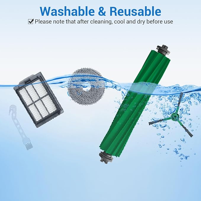 Plus 405 Combo Replacement Parts for Roomba Plus 405 Combo Plus 505 Combo Robot Vacuum Cleaner Parts with 2 Roller Brush, 4 HEAP, 6 Mops, 6 Dust Bags, 6 Side Brushes, 1 Clean Brush