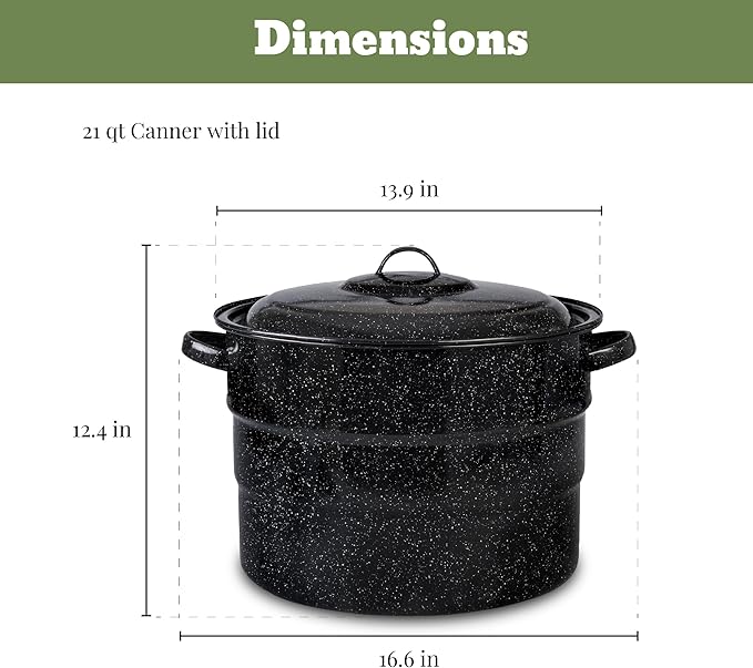 Granite Ware 9 Piece Enamelware Water bath Canning Pot with Canning kit, Colander and Rack. Canning Supplies Starter Kit.