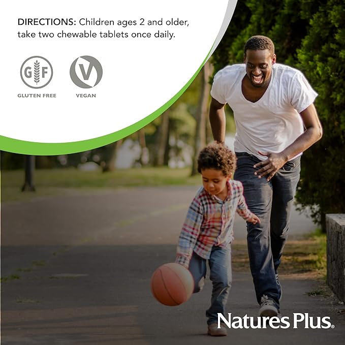 Natures Plus Animal Parade Multivitamin Children’s Chewables - Watermelon Flavor - 90 Animal Shaped Tablets - Promotes Health and Well-Being - Vegetarian, Gluten Free - 45 Servings