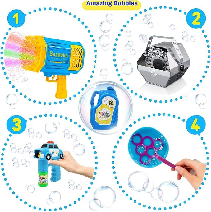 The Dreidel Company 2-Pack Ready Bubble Solution Refill for Bubbles Toys, Up to 2.5 Gallon, Non-Toxic Large 32oz Ready Liquid for Bubble Machine, Bubble Guns, Wands, Bubble Lawn Mower Toy