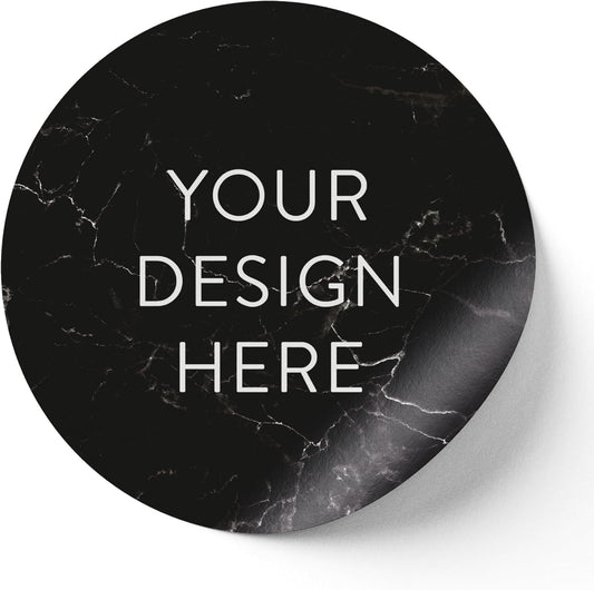 100 Custom Vinyl Stickers - Upload Your own Image, Text, Design, Logo - Personalized Logo Labels for Handmade, Packaging, Bottle, Jars, Candle, Brand Stickers (Black Marble, 1.5x1.5)