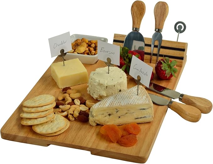 NCAA California Berkeley University Officially Licensed Golden Bears Bamboo Cheese/Charcuterie Board with Ceramic Bowl, Knife Set & cheese Markers