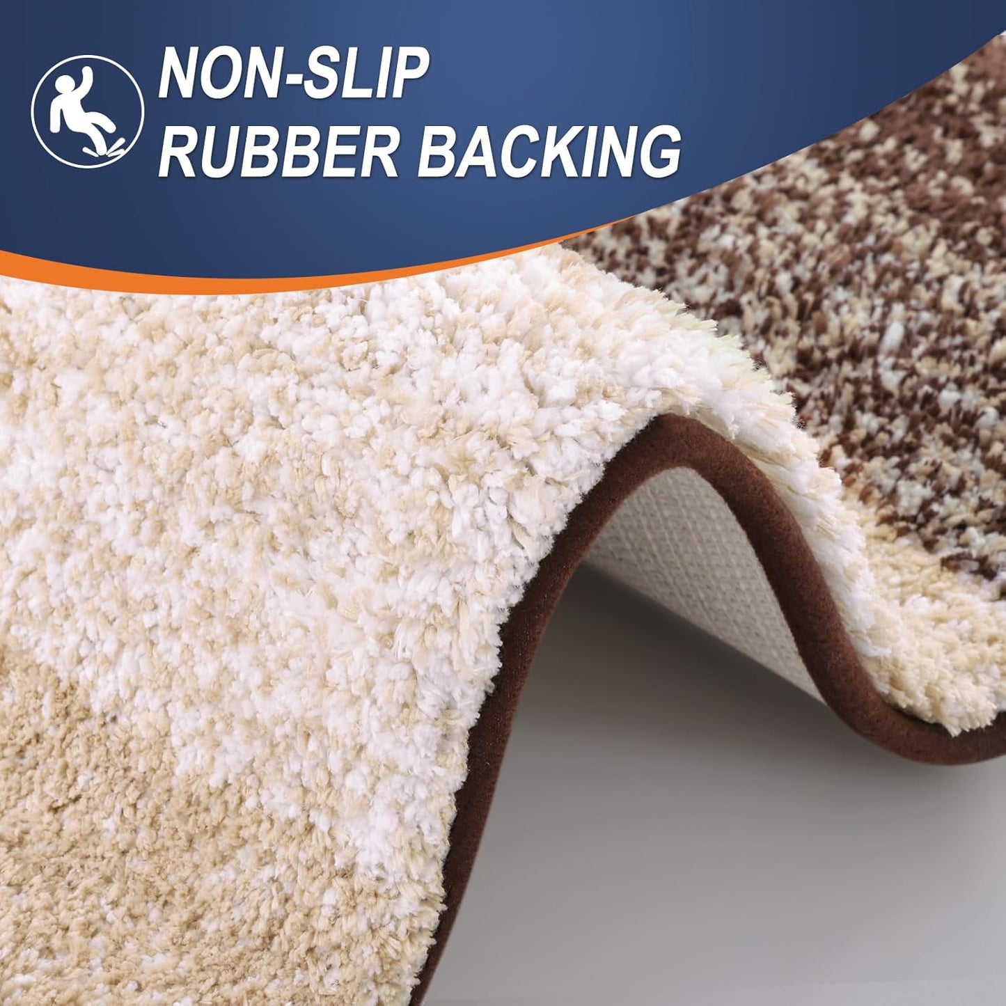 OLANLY Bathroom Rug Mat 24x16, Extra Soft and Absorbent Microfiber Bath Rugs, Non-Slip Plush Shaggy Bath Carpet, Machine Wash Dry, Bath Mats for Bathroom Floor, Tub and Shower, Brown