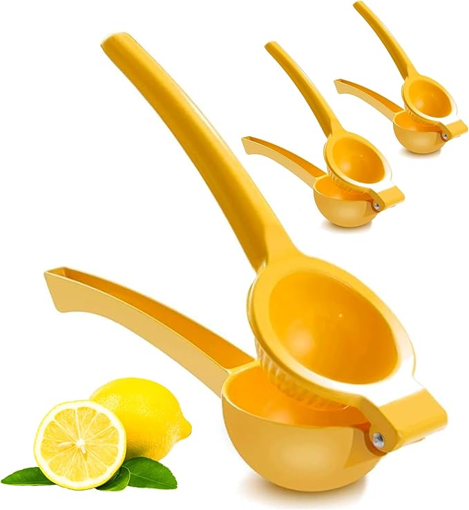 EcoQuality Heavy Duty Handheld Yellow Citrus Juice Squeezer Premium Lemon, Lime & Orange Press for Maximum Extraction Easy to Use, Durable and Rust Resistant Metal Manual Juicer (4)