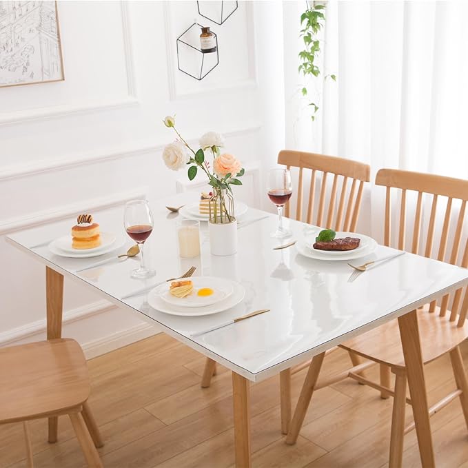44 x 96 Inch Clear Table Cover Protector, Clear Table Protector for Dining Room Table, 1.5mm Plastic Table Cover, Waterproof Table Pad for Kitchen, Office