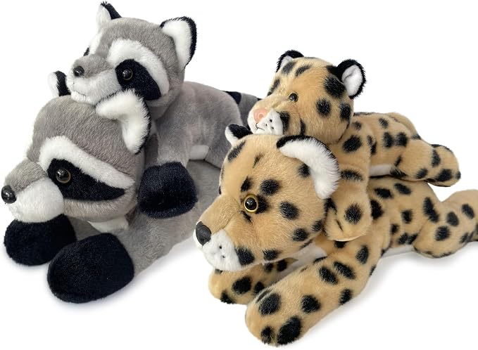 Stuffed Animal for Kids,12 inch Realistic Animal Plush Toy Lying Down Posture Animals,Plush for Boys Girls Adult Birthday Hug Teaching(L-Raccoon)