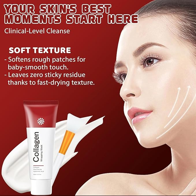 Collagen Peel off Face Mask for Hydrating, Shrinking pores, Wrinkles Fine Lines, Glowing Skin, Deep Repairing, 2.71oz/80ml