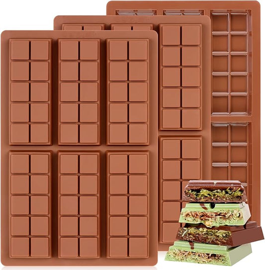 Chocolate Bar Mold, Non-Stick Dubai Chocolate Molds, Food Grade Silicone Deep Chocolate Bar Mold for Pistachio, Candy- Set of 3