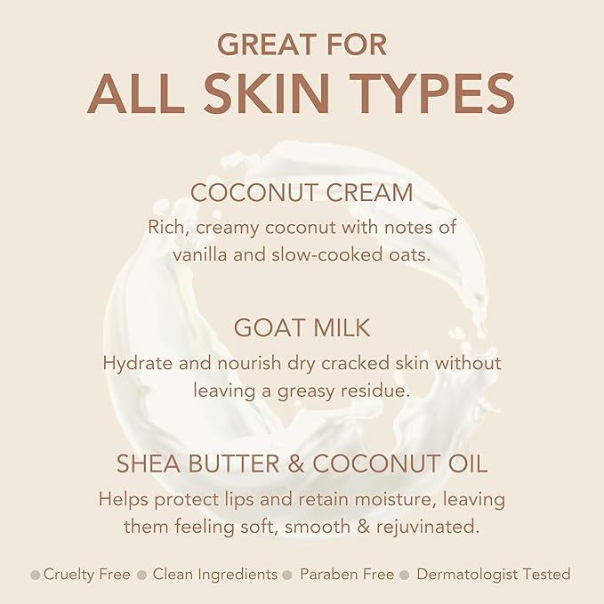 Dionis Goat Milk Skincare Coconut Cream Holiday Lip Balm Gift Set - Beeswax, Shea Butter & Coconut Oil Lip Care Products Made in The USA - Cruelty Free Lip Moisturizer for Chapped Lips, 0.28oz 3 Pack