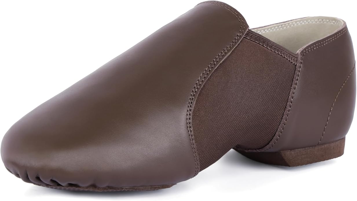 Linodes Unisex Leather Upper Jazz Shoe Slip-on for Women and Men's Dance Shoes