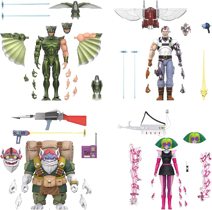 Super7 ULTIMATES! SilverHawks Flashback (Toon) - 7" SilverHawks Action Figure with Accessories - Classic Cartoon Collectibles and Retro Toys