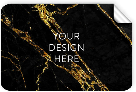 100 Custom Vinyl Stickers - Upload Your own Image, Text, Design, Logo - Personalized Logo Labels for Handmade, Packaging, Bottle, Jars, Candle, Brand Stickers (Black Gold Marble, 6x4)