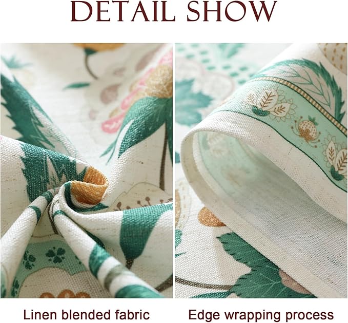 patdrea Designer Linen Green Small Cloth for Rectangle Table,Vintage Italian Floral Country Linen Tablecloth,Decor Cover for Kitchen Dining,Christmas,Thanksgiving,Tea Party,55"x71"-Tree Life
