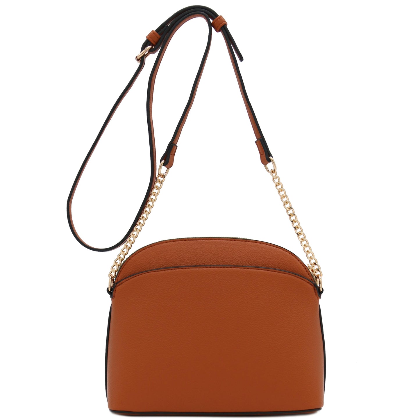 FashionPuzzle Leopard Print Small Dome Crossbody with Chain Strap (Classic Tan/Tan)