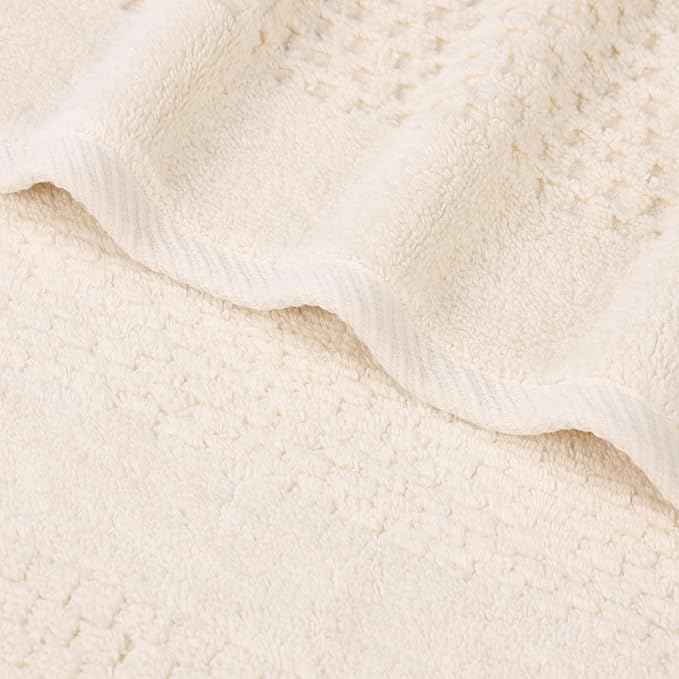Superior Playa Zero Twist Cotton Medium Weight Towels, for Guest Bath, Bathroom, Shower, Spa, Plush, Quick Dry, Ultra-Soft Towels, Bath Essentials, Waffle Textured, 9 Piece Assorted Towel Set, Ivory