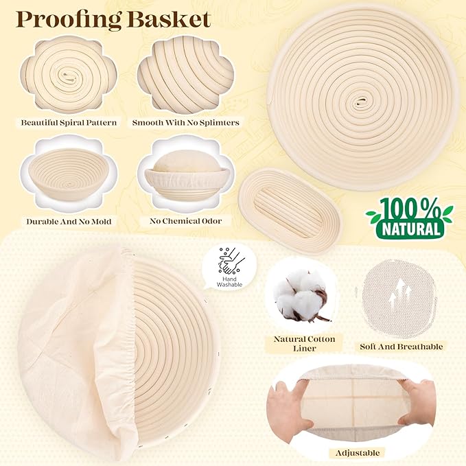 Sourdough Starter Kit, Sourdough Bread Baking Supplies, Sourdough Kit for Modern Home and Kitchen, Sourdough Bread Basket, Sour Dough Kit, Bread Making Tools Kit Gifts for Bakers Women Wife Mom