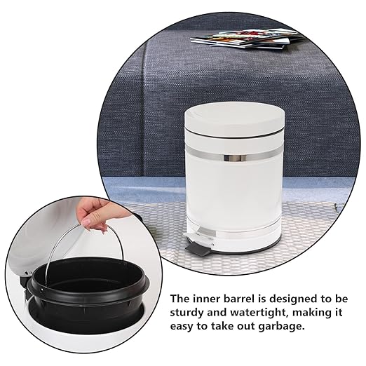 Pedal Trash Can with Lid, 12l Iron Garbage Bin for Bedroom and Office, European Style Wastebasket with Roman Pattern Cover, Home Use