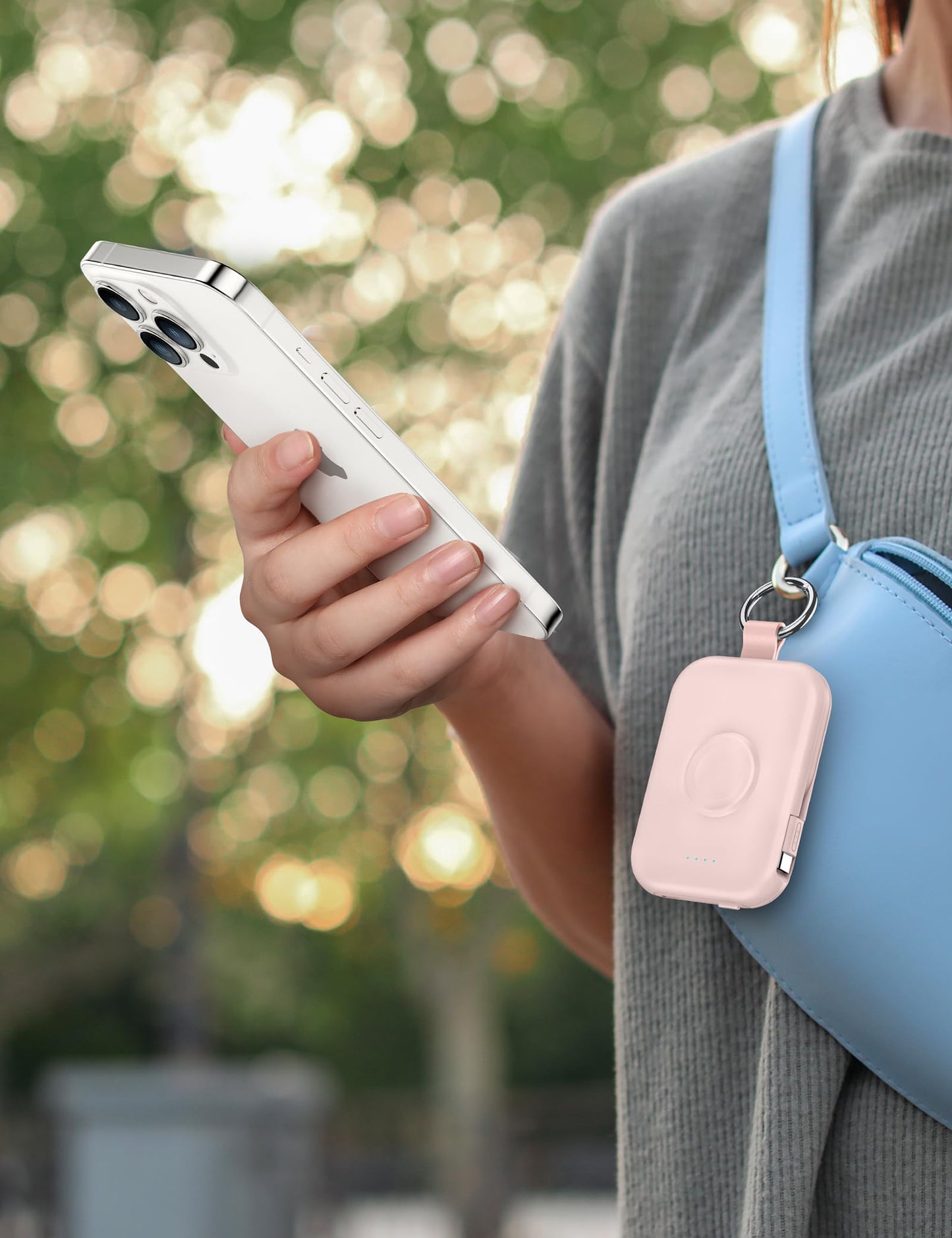 RORRY Portable Charger, 5000mAh Portable Charger Power Bank with Built-in Cables, Travel Keychain Battery Pack for Apple Watch Ultra 2/10/9/8/Ultra/7/6/SE/5, iPhone 16/15/14/13/12, Green