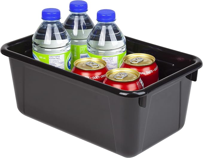 Storex Small Cubby Bins – Plastic Storage Containers for Classroom, 12.2 x 7.8 x 5.1 inches, Black, 5-Pack (62466A05C)