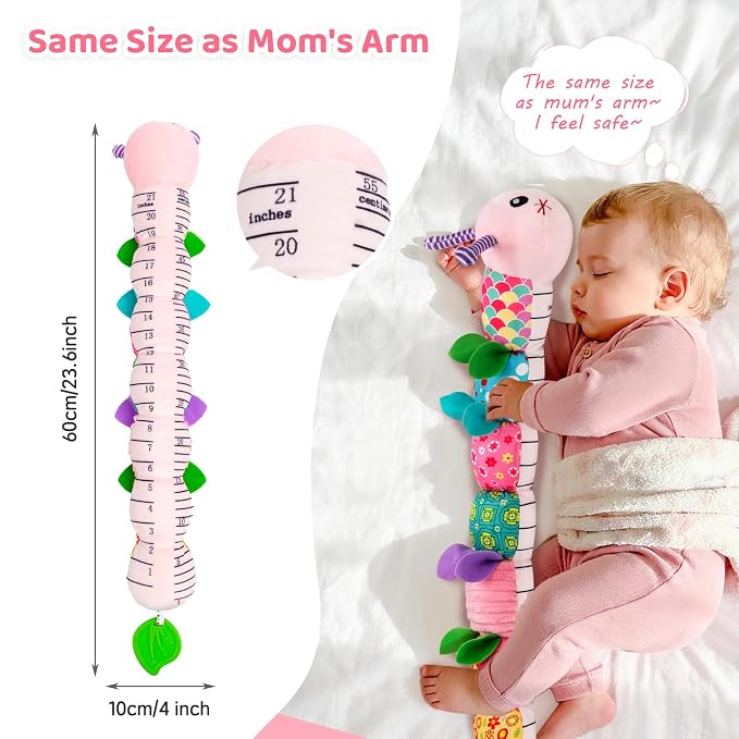Baby Toys 0-12 Months, Caterpillar Musical Plush Stuffed Toy for Infant, Animal Soft Rattle Sensory Toys with Teether for Tummy Time, Newborn Boy& Girl Shower Birthday Christmas Valentines Gift