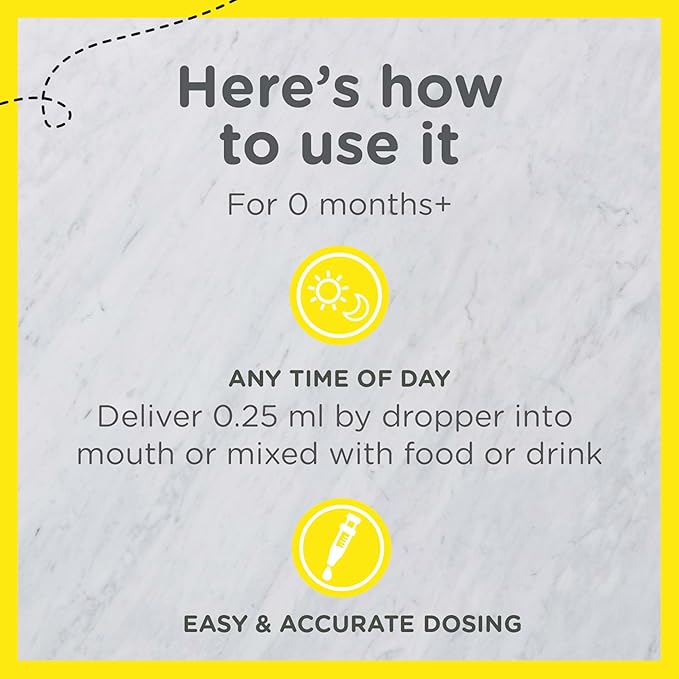 Zarbee's Vitamin D Drops for Infants, 400IU (10mcg) Baby & Toddler Liquid Supplement, Newborn & Up, Dropper Syringe Included, 0.47 Fl Oz (Pack of 2)