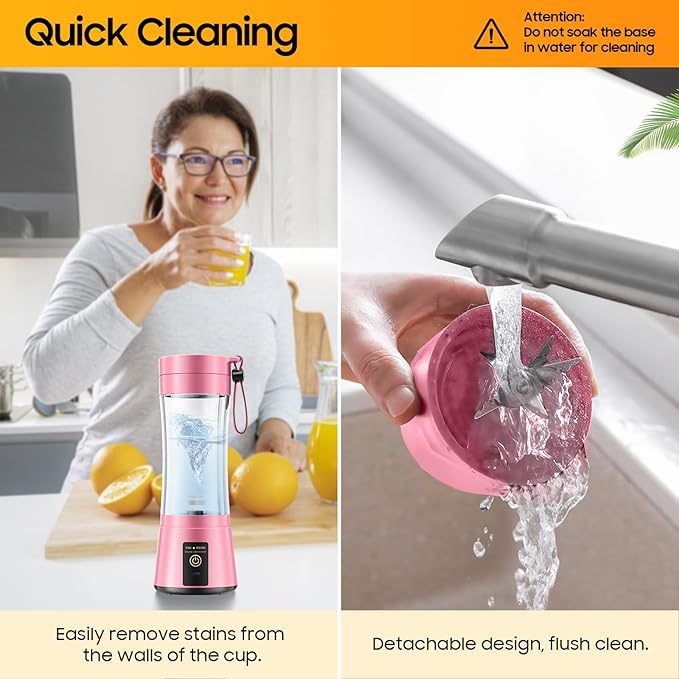 Cordless Personal Size Portable Blender - 380Ml Blender Smoothies and Shakes, BPA Free Traveling Juice Cup with Powerful Blending, Freshly Squeezed in Sports/Travel/Home