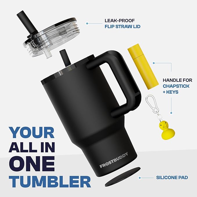 Frost Buddy Thicc Buddy - 16 oz Stainless Steel Vacuum Insulated Tumbler with Lid and Straw for Water - Travel Mug Cupholder Friendly - Gifts for Women Men Him Her (Aurora)