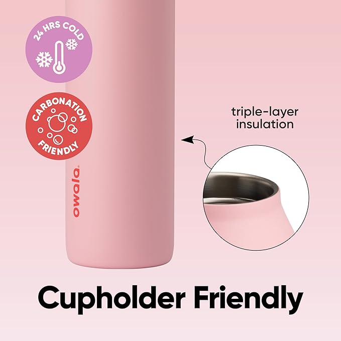 Owala FreeSip Twist Insulated Stainless Steel Water Bottle with Straw for Sports and Travel, BPA-Free, 24-oz, In Bloom