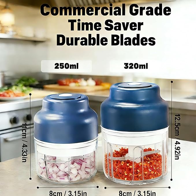 Electric Garlic Chopper Mini, Upgraded Rechargeable Veggie Chopper With Storage and Cover, One-Touch Food Processor with 4 Stainless Steel Blades for Onion Meat Chili Ginger (Purple, 250ml)